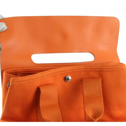Hermes Valparaiso Pm ?P Engraved Handbag Leather/Canvas Orange