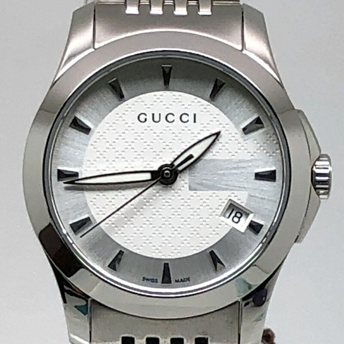 Gucci G Timeless Quartz 126.5 Stainless Steel Battery-Operated Women'S Watch With Date Display