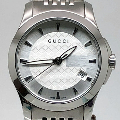 Gucci G Timeless Quartz 126.5 Stainless Steel Battery-Operated Women'S Watch With Date Display