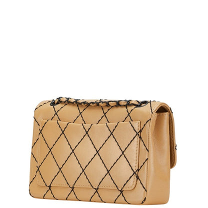 Chanel Coco Mark Matelasse Wild Stitch Chain Shoulder Bag In Beige Lambskin