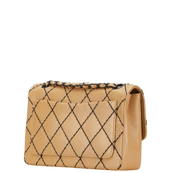 Chanel Coco Mark Matelasse Wild Stitch Chain Shoulder Bag In Beige Lambskin