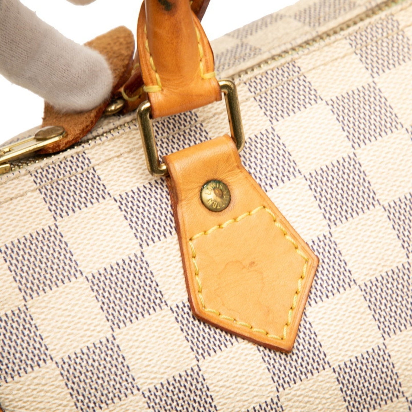 Louis Vuitton Damier Azur Speedy 25 Handbag/Mini Boston Bag N41371 White Leather