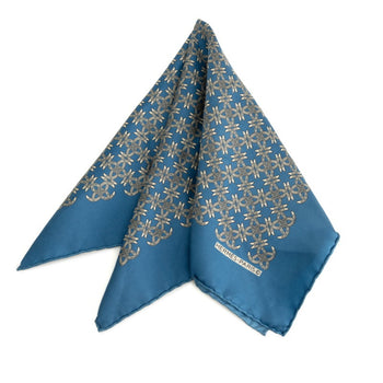 Herms Carr 45 Petit Scarf Muffler Blue White Silk