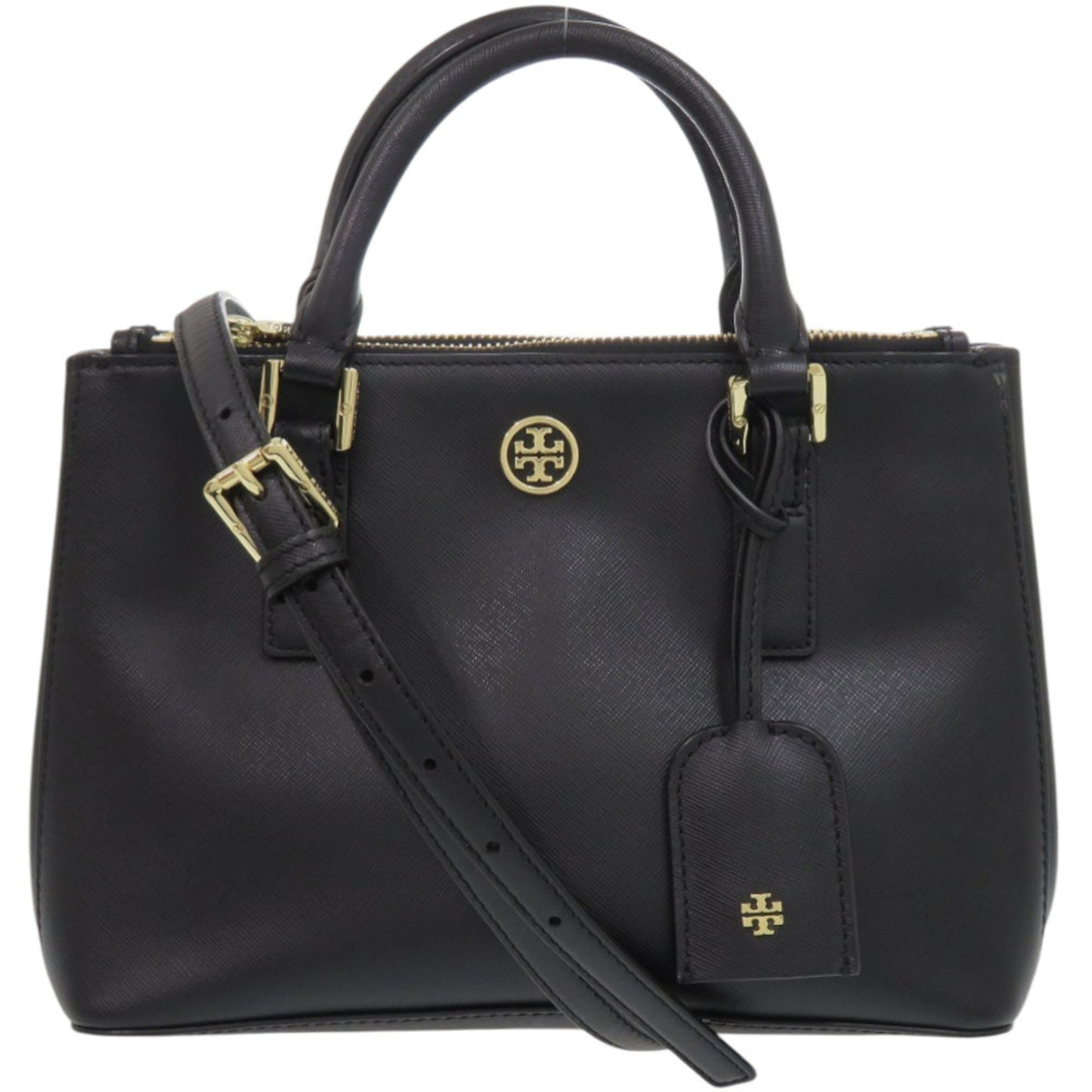 Tory Burch 2-Way Robinson Micro Zip Tote In Black Leather