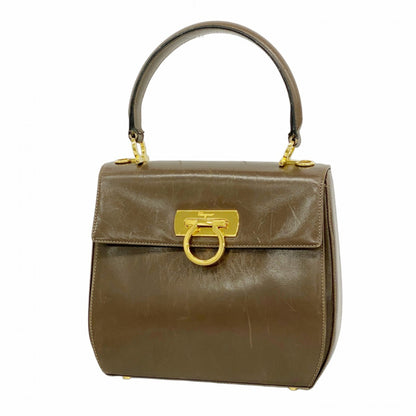 Salvatore Ferragamo Gancini Leather Handbag Brown
