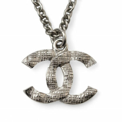 Chanel Necklace Pendant 2Way Chanel Coco Mark Cc Rhinestone Pearl Motif Silver 20A