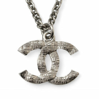 Chanel Necklace Pendant 2Way Chanel Coco Mark Cc Rhinestone Pearl Motif Silver 20A