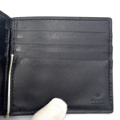 Gucci Gg Embossed Money Clip 676656 Black Leather Bill Wallet Bi-Fold