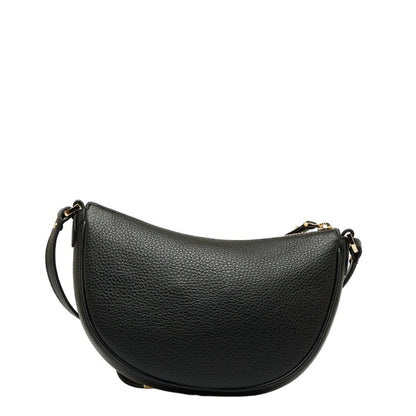 Michael Kors Dover Small Half Moon Shoulder Bag Black Leather