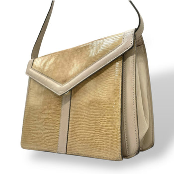 Vintage Yves Saint Laurent Shoulder Bag In Beige And Grey Leather With Gold Hardware