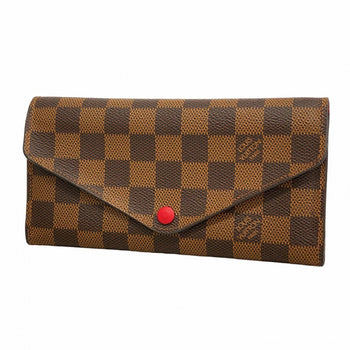 Louis Vuitton Damier Portefeuille Josephine Tri-Fold Wallet N63543 Red Ebene