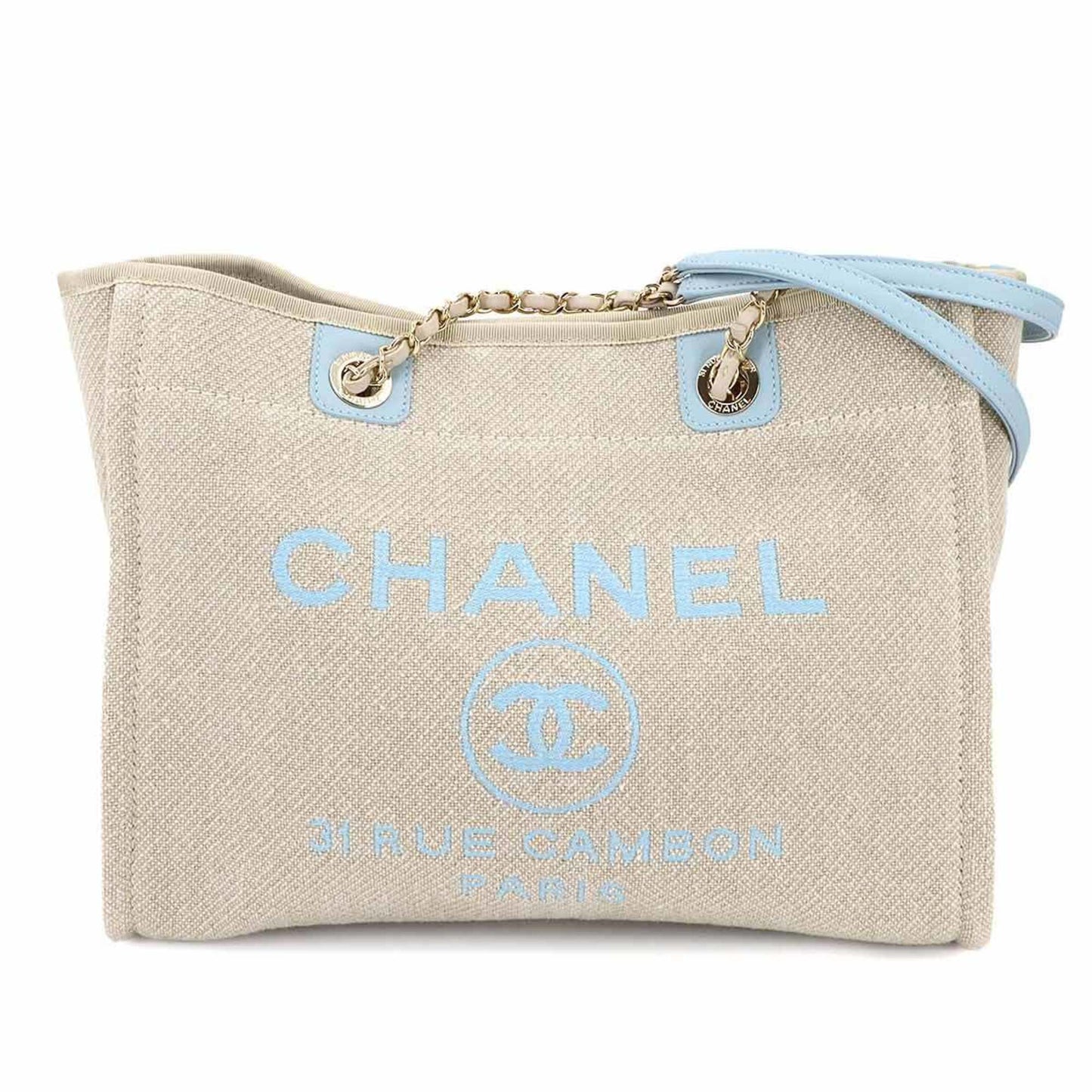 Chanel Deauville Mm Chain Tote Bag