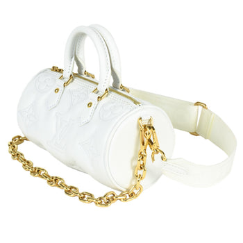 Louis Vuitton Papillon Bb Bubble Gram Shoulder Bag 3Way Calfskin M59827 White Rfid Handbag
