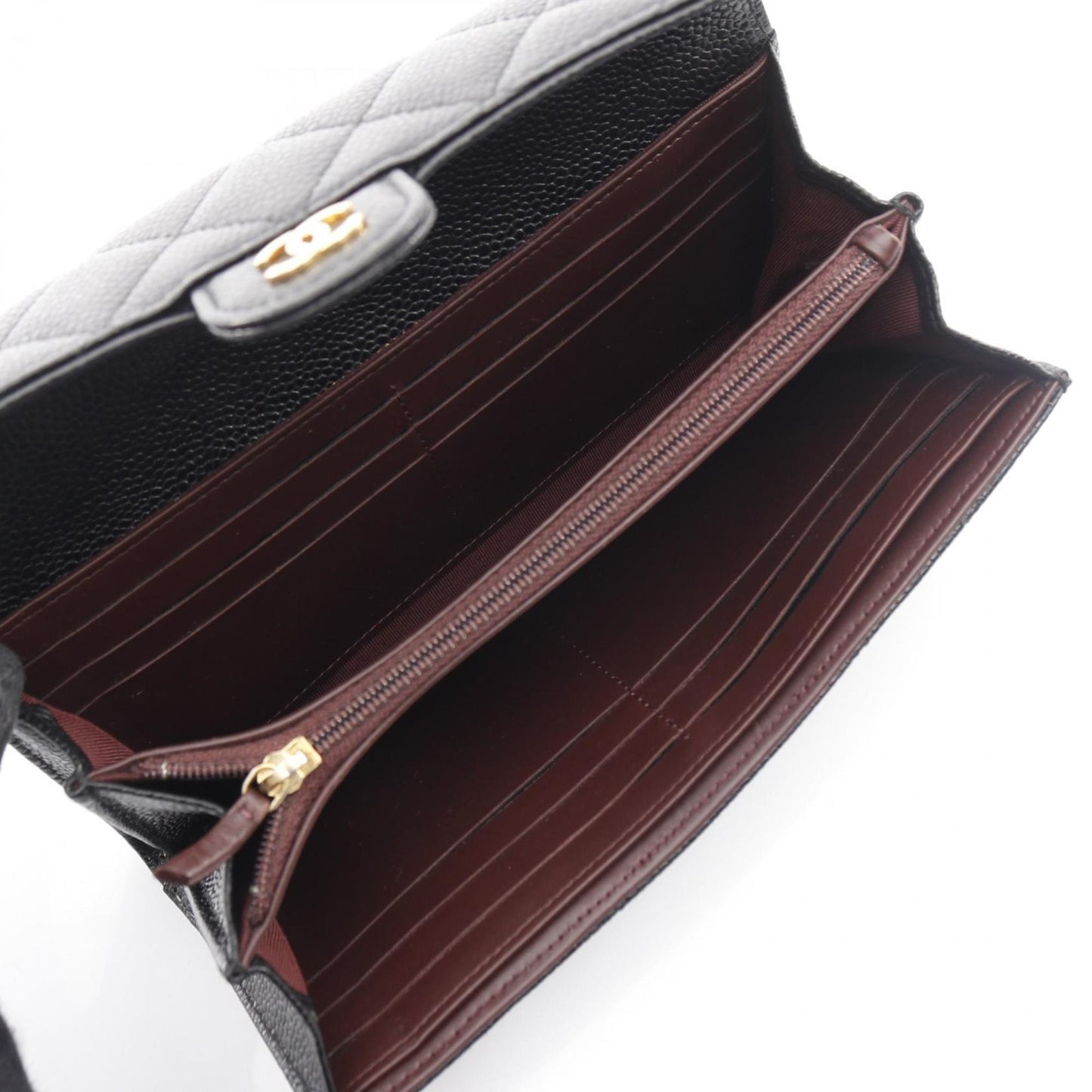 Chanel Matelasse Bifold Long Wallet In Grained Calfskin Leather