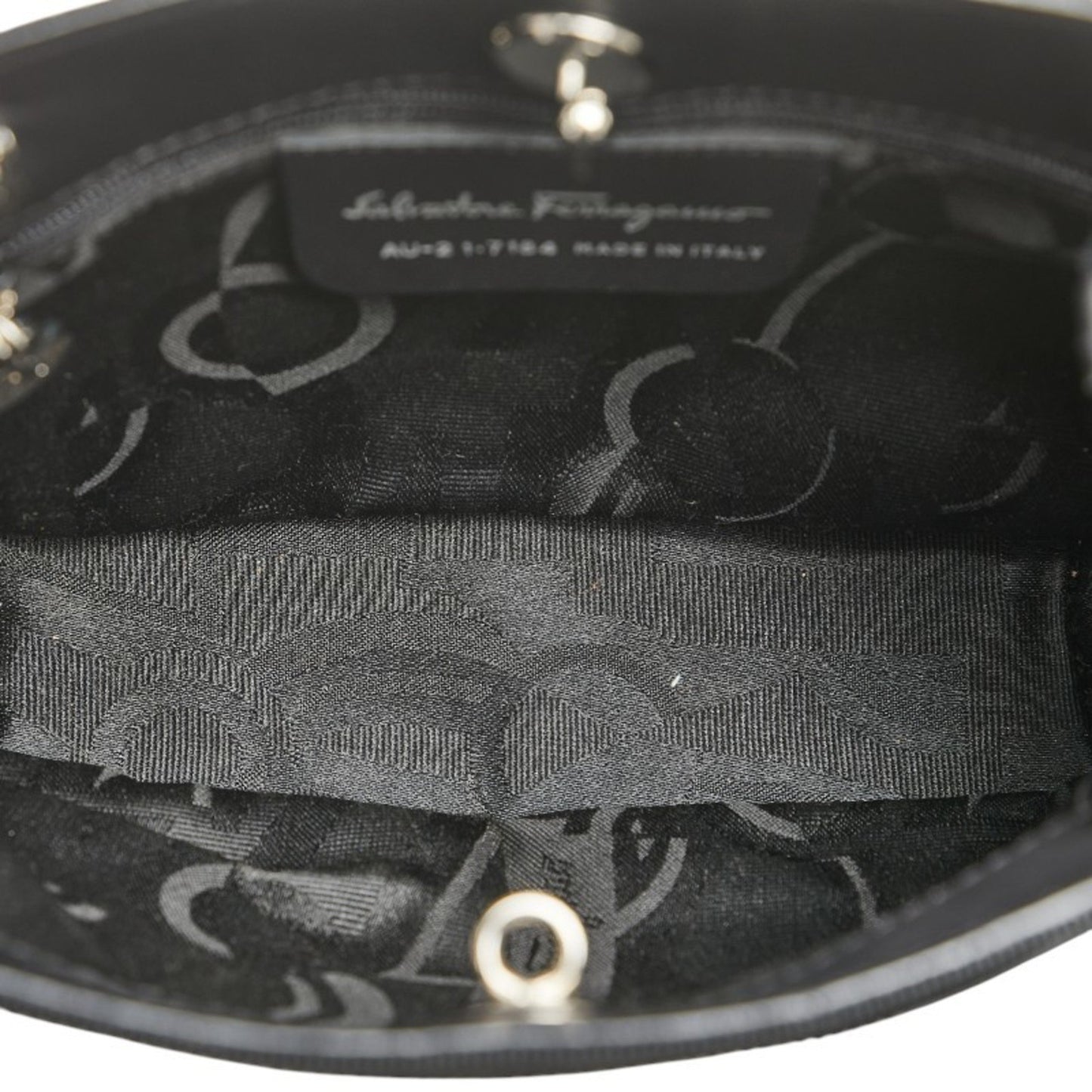 Salvatore Ferragamo Vara Handbag Shoulder Bag Black Canvas Leather