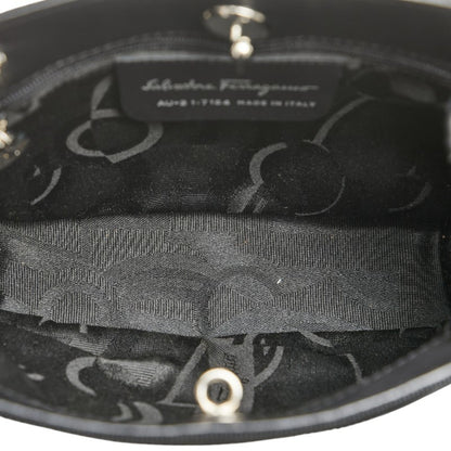 Salvatore Ferragamo Vara Handbag Shoulder Bag Black Canvas Leather