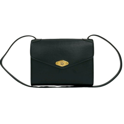 Christian Dior Vintage Logo Hardware Leather Shoulder Bag Pochette Black 26147