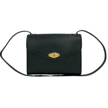 Christian Dior Vintage Logo Hardware Leather Shoulder Bag Pochette Black 26147