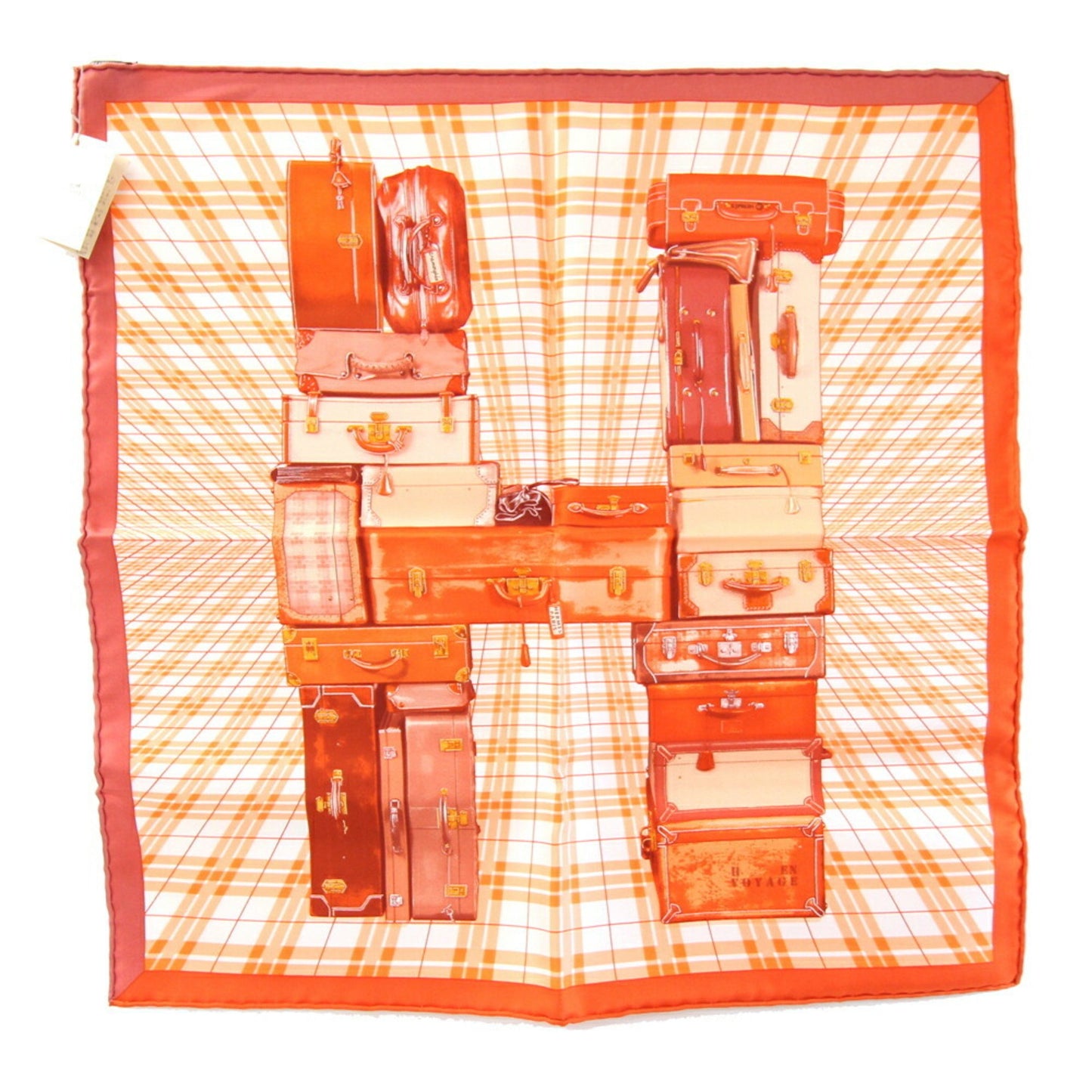 Hermes Herms Carr 40 H En Voyage Scarf/Muffler In Orange Silk