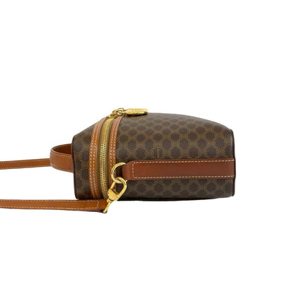 Celine Macadam Blason Triomphe Pattern Circle Logo Leather 2-Way Handbag/Shoulder Bag Brown 56170