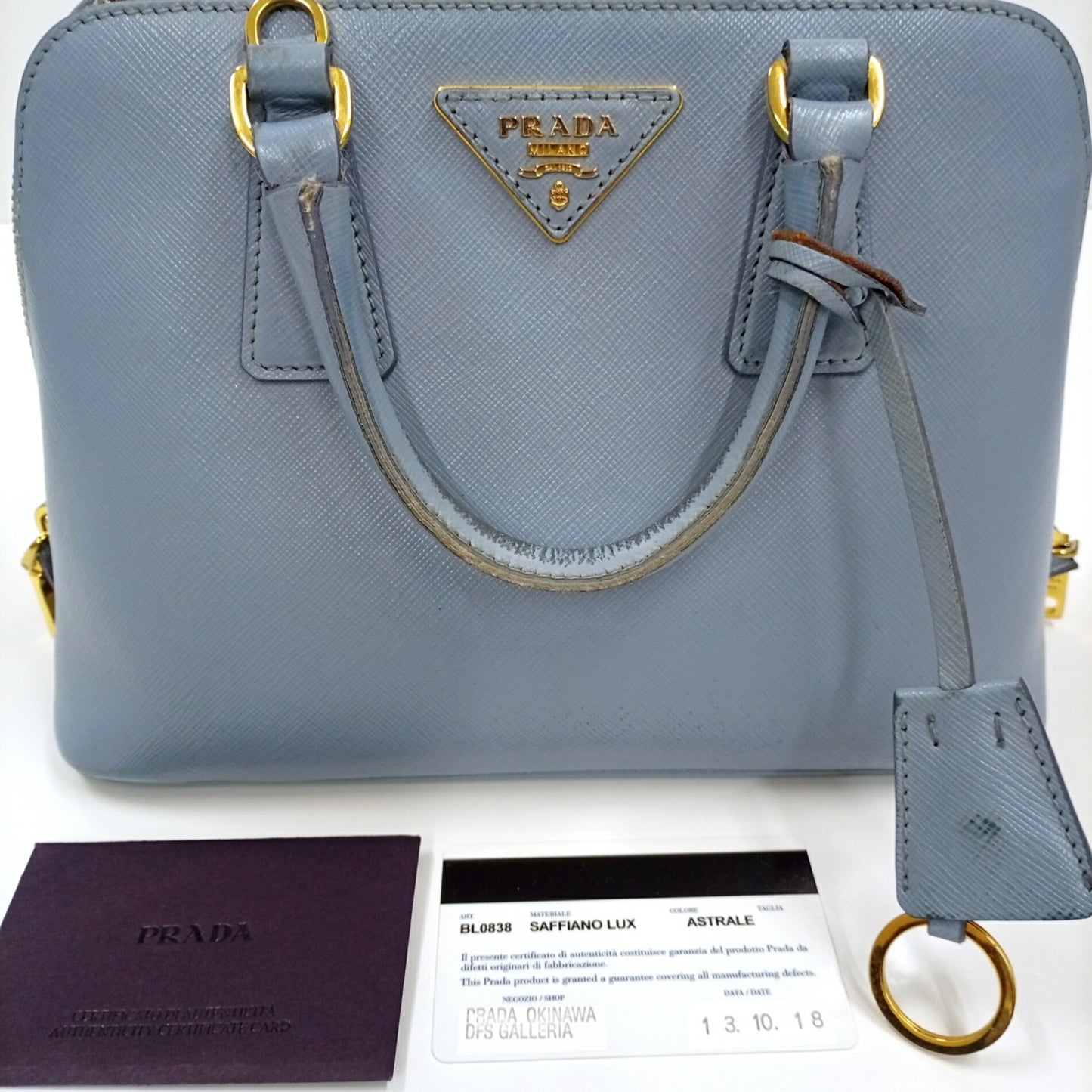 Prada Saffiano Leather Lux Astrale Sky Blue Bl0838 Prada Saffiano Lux Astrale Handbag Ja-25011