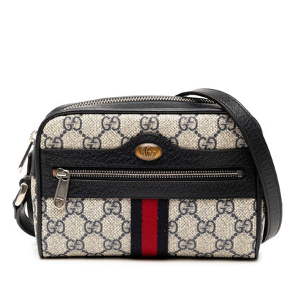 Gucci Gg Supreme Ophidia Shoulder Bag 517350 Navy Beige Leather