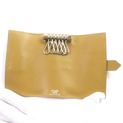 Hermes Bearn Craft 6-Ring Box Calf Leather Key Case With Silver Hardware