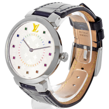 Louis Vuitton Louis Vuitton Qa159Z Tambour Mm Rainbow Watch Quartz Silver Dial Multicolor Ss