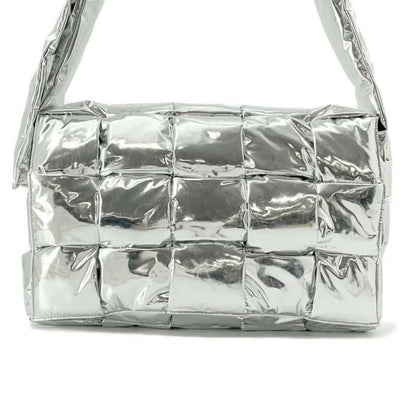 Bottega Veneta Shoulder Bag Intrecciato Cassette Metallic Effect Patent 701349 Bottega Veneta