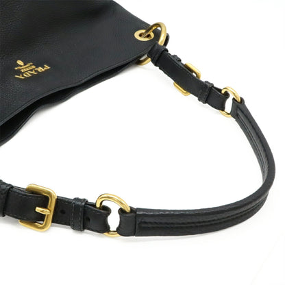 Prada Vit.Daino Shoulder Bag In Black Leather