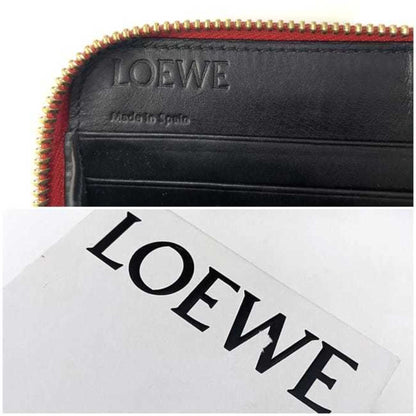 Loewe Round Long Wallet Red Gold Repeat Anagram 107N55.F13 Leather Gp Loewe Embossed