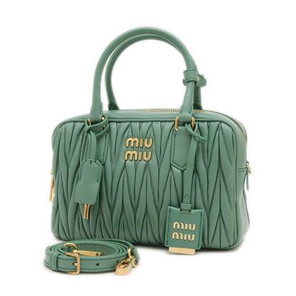 Miu Miu Miu Arcadi Matelasse Hand Shoulder Bag Leather Salvia Green 5Bb124 Bp