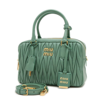 Miu Miu Miu Arcadi Matelasse Hand Shoulder Bag Leather Salvia Green 5Bb124 Bp