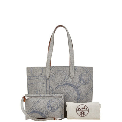 Hermes Sac Karimi Mm Tote Bag Shoulder Grey Felt Calf Leather