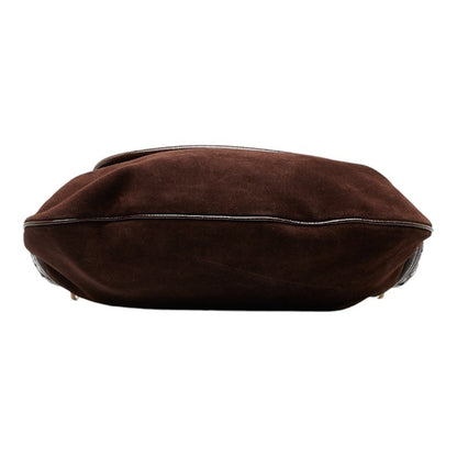 Bvlgari One Shoulder Bag Brown Canvas Leather