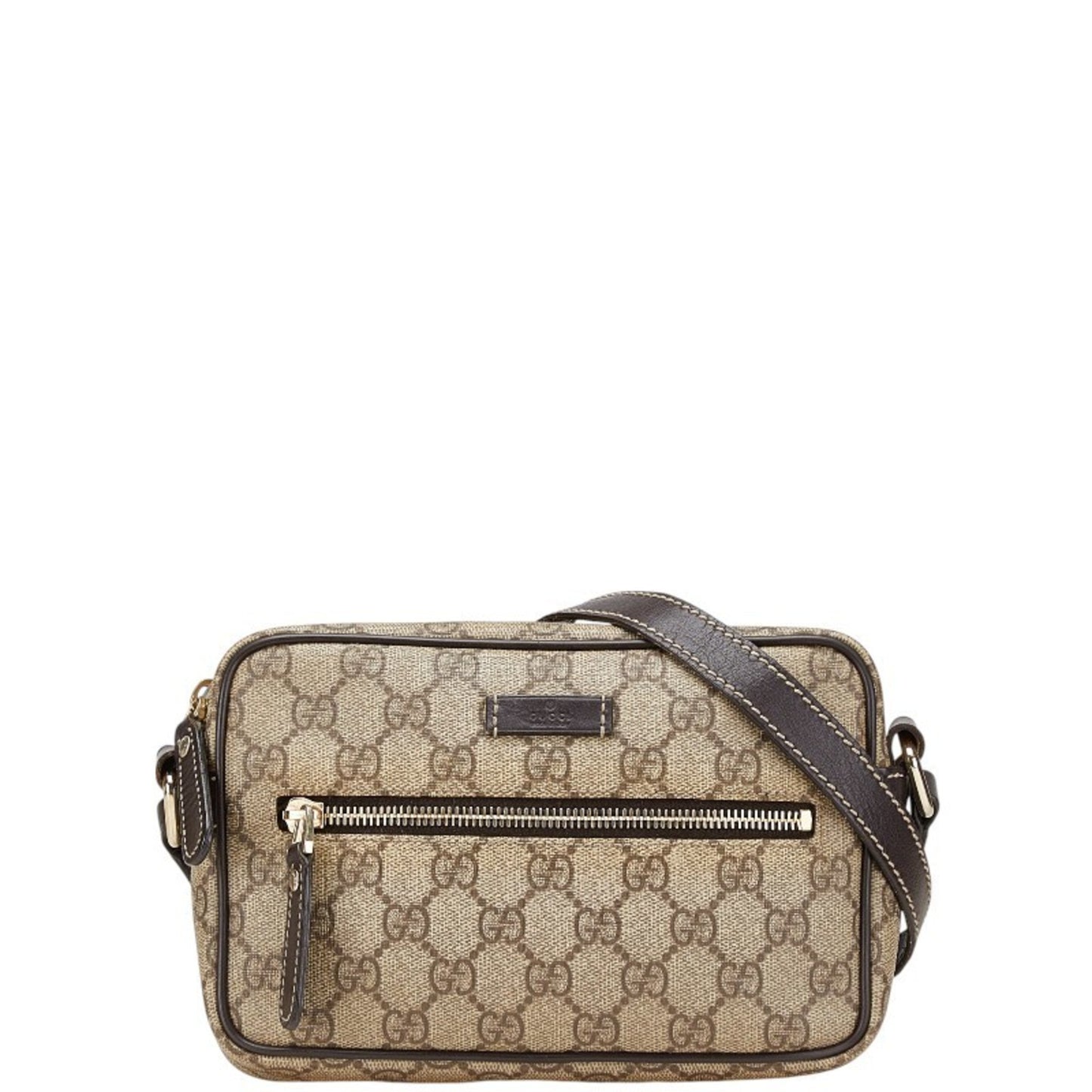 Gucci Gg Supreme Crossbody Shoulder Bag 201447 Beige Brown Leather