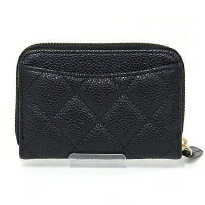 Chanel Classic Zip Coin Purse Case Grained Calfskin Ap0216 Black Unused