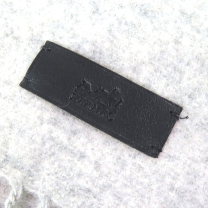 Hermes Neo Rocabar 100% Cashmere Gris Chine Leather Logo Patch Fringe Scarf/Shawl With Box