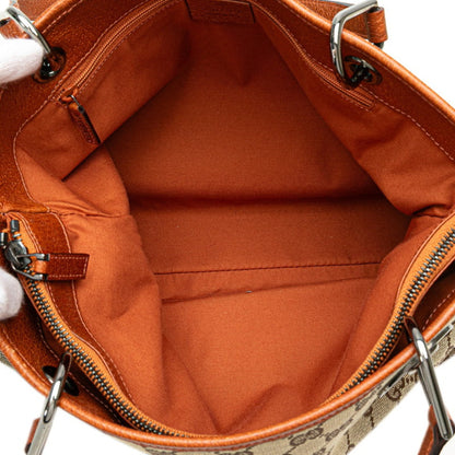 Gucci Gg Canvas Shoulder Bag Tote 120837 Beige Brown Leather