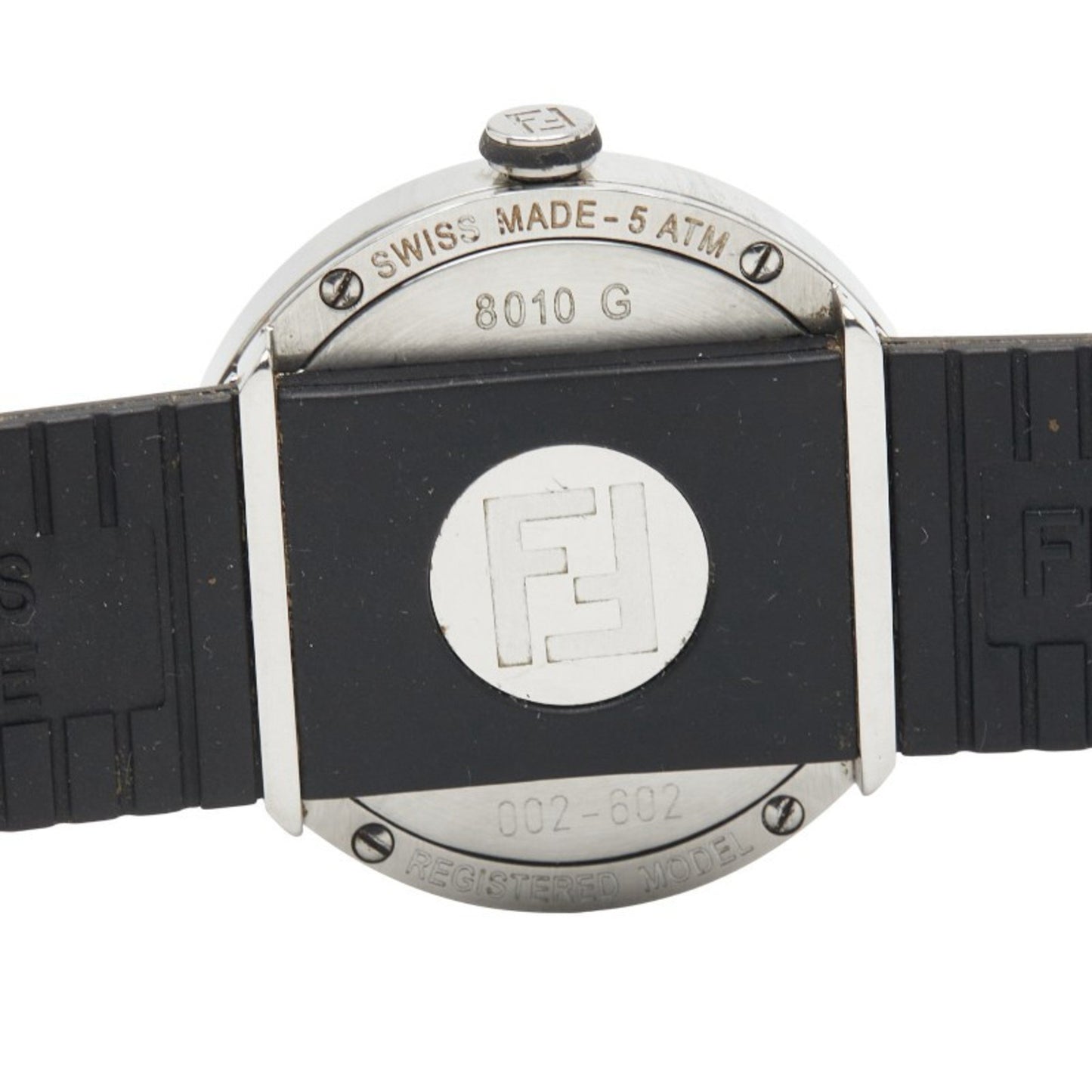 Fendi Bousra Watch 8010G Quartz Movement Black Dial Stainless Steel Rubber