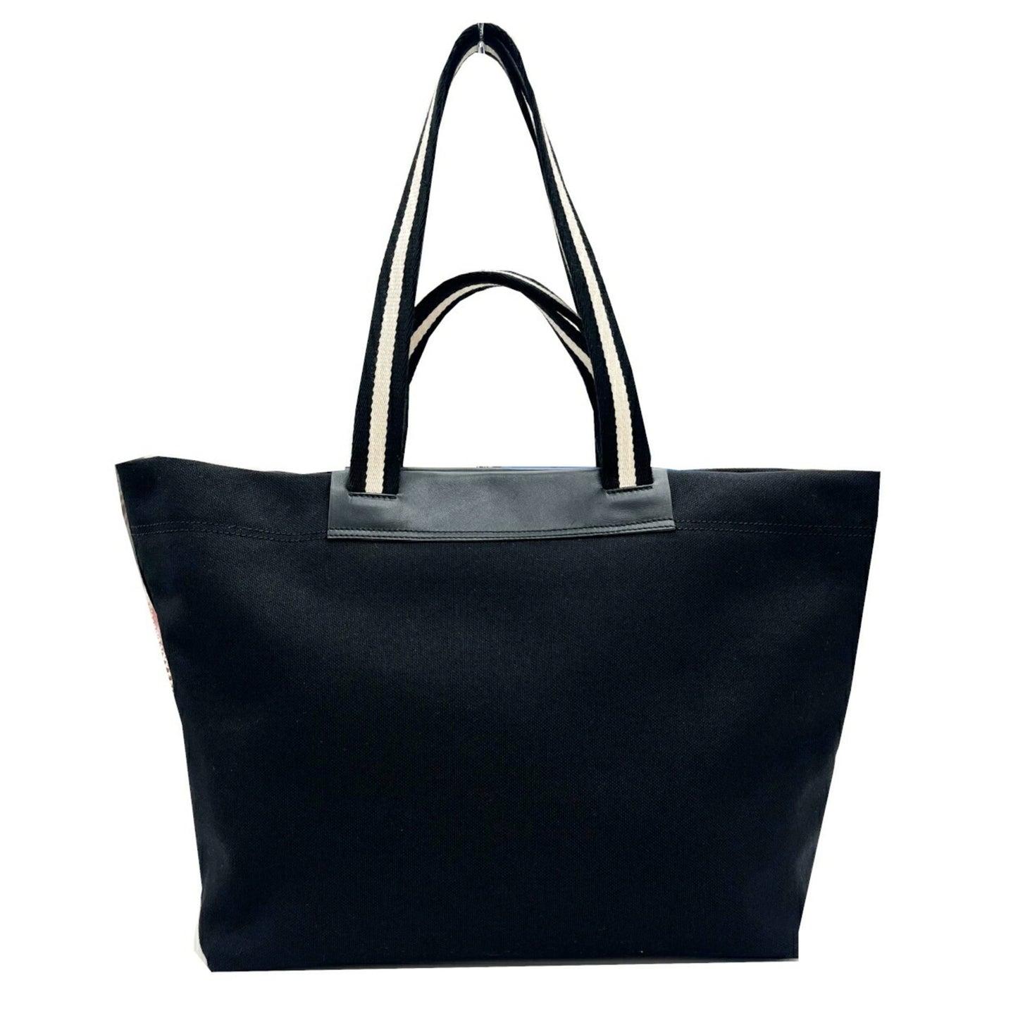 Bally Tote Bag Canvas Leather 2-Way Shoulder Handbag Black