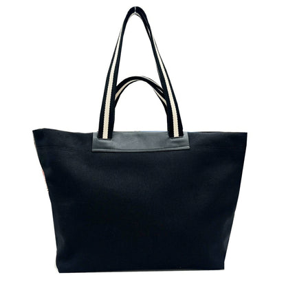 Bally Tote Bag Canvas Leather 2-Way Shoulder Handbag Black