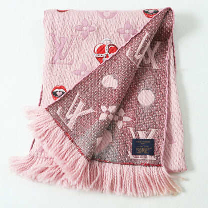 Louis Vuitton M76178 Echarpe Logomania Ala Folie Wool And Silk Rose Ballerine Lucky Monogram Scarf
