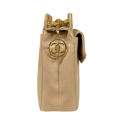 Chanel Shoulder Bag Lambskin Beige
