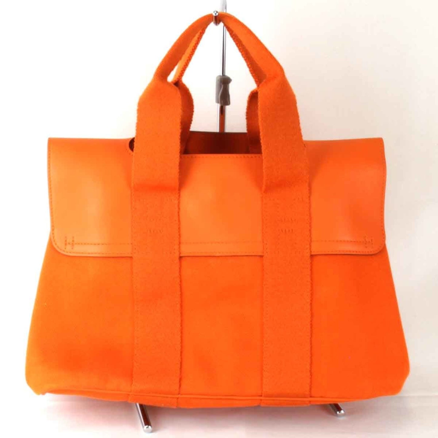 Hermes Valparaiso Pm ?P Engraved Handbag Leather/Canvas Orange