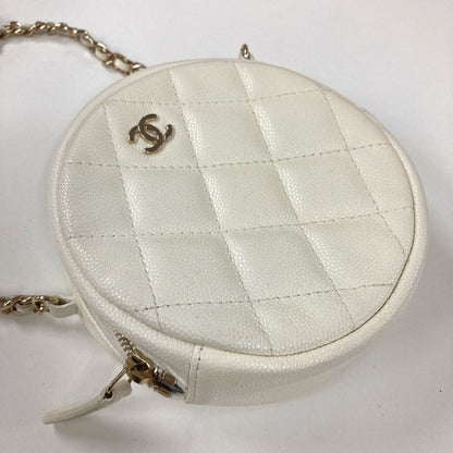 Chanel Cc Coco Mark Pochette Matelasse Quilted Round Chain Shoulder Bag In Caviar Leather