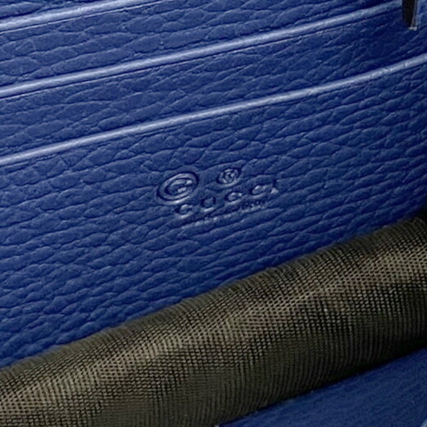 Gucci Interlocking G Shoulder Wallet 510314 Leather Blue Champagne