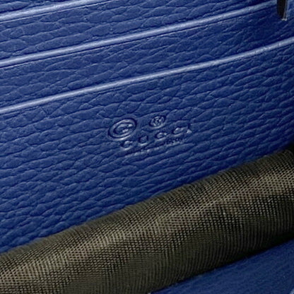 Gucci Interlocking G Shoulder Wallet 510314 Leather Blue Champagne