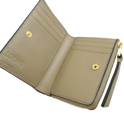 Like New Loewe Puzzle Compact Wallet C510P30X03 Leather Khaki Beige Bi-Fold 1241Loewe