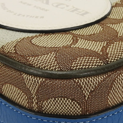 Coach Shoulder Bag 2635 Signature Dempsey Canvas Leather Beige Blue Khaki Camera Pochette